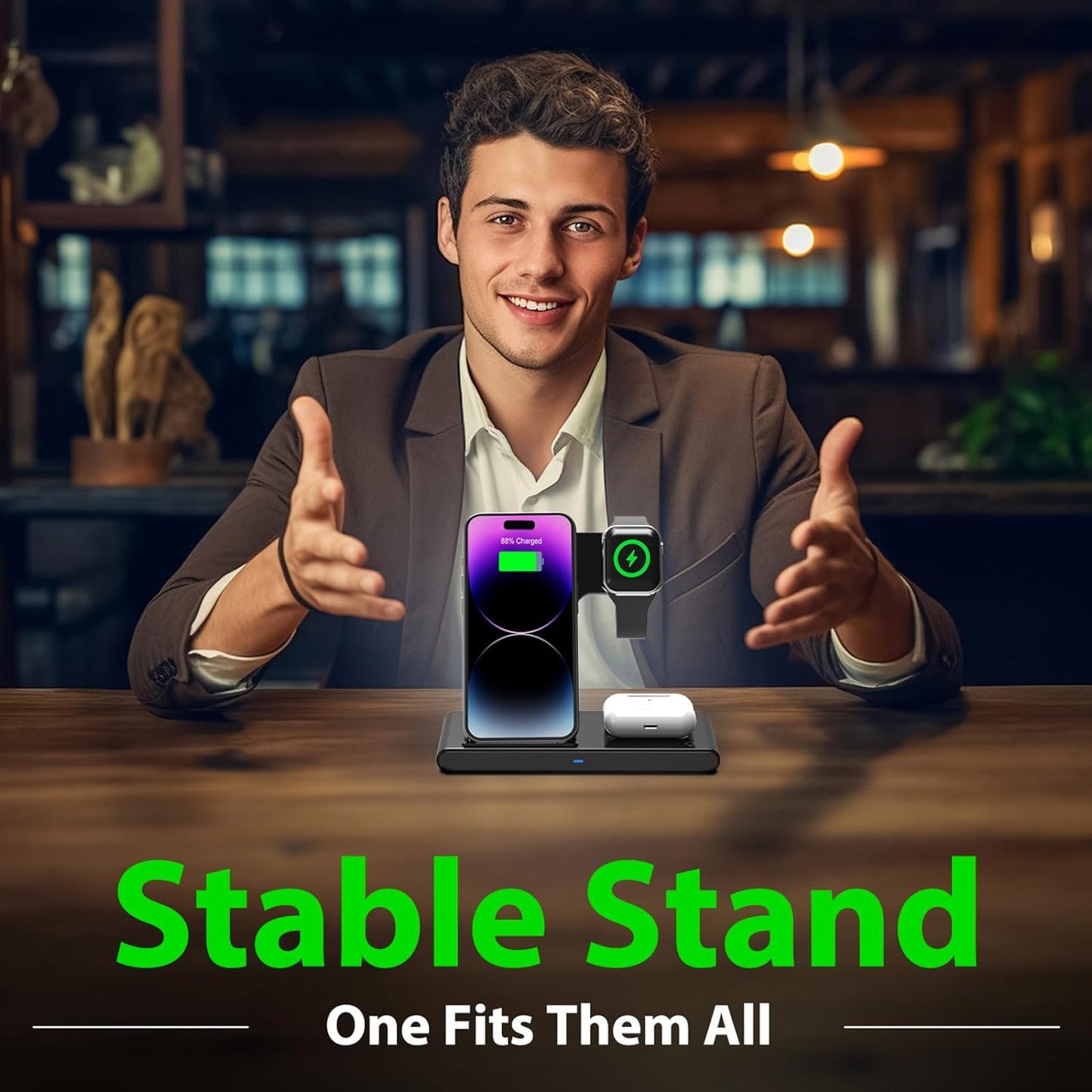 3 IN 1 Wireless Fast Charger Stand For iphone Watch And...