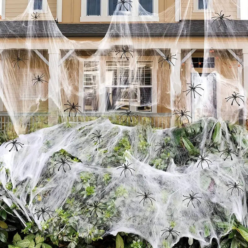 200 Sqft Spider Webs Halloween Door Decorations With Fak...