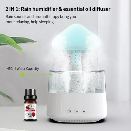2-in-1 Desk Light Humidifier Rain Cloud Aromatherapy Ess...