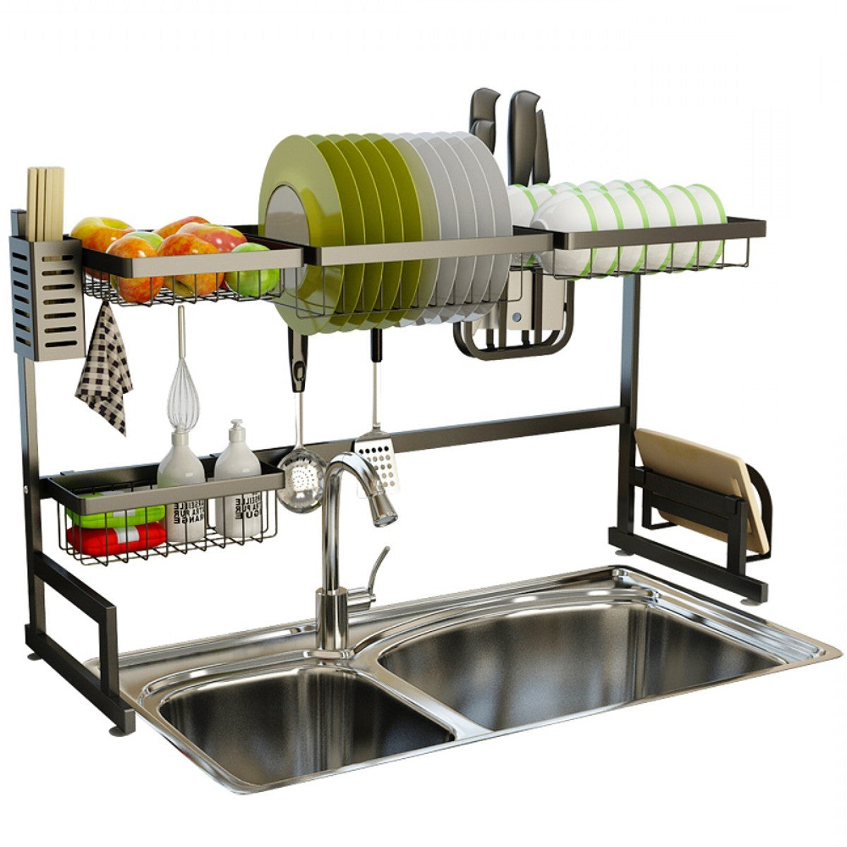 34.6" Stainless Steel Black Dish Drying Rack Over Kitche...