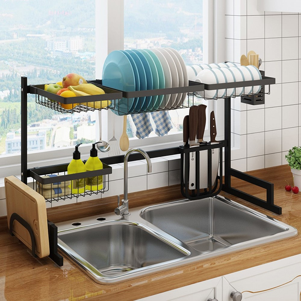 34.6" Stainless Steel Black Dish Drying Rack Over Kitche...