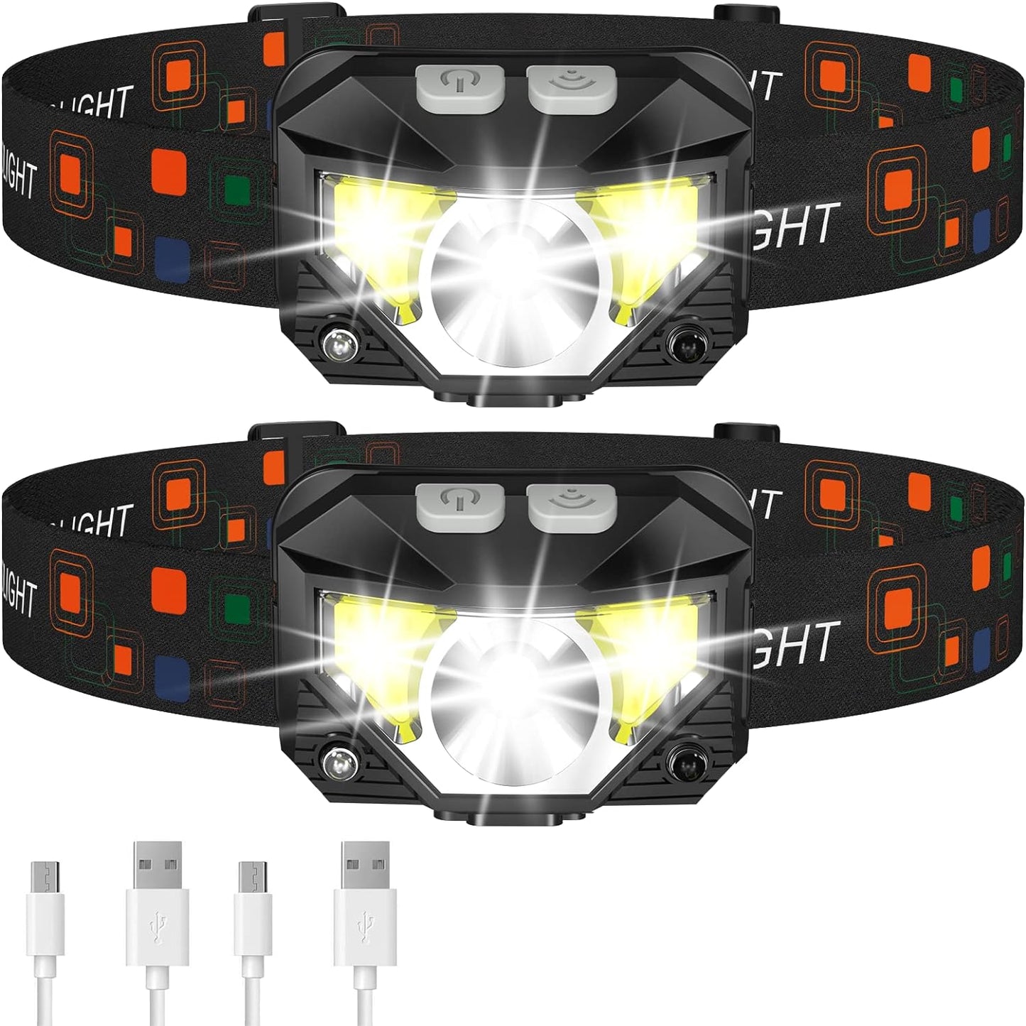 2-Pack Ultra-Bright Led Rechargeable Headlamp Flashlight...