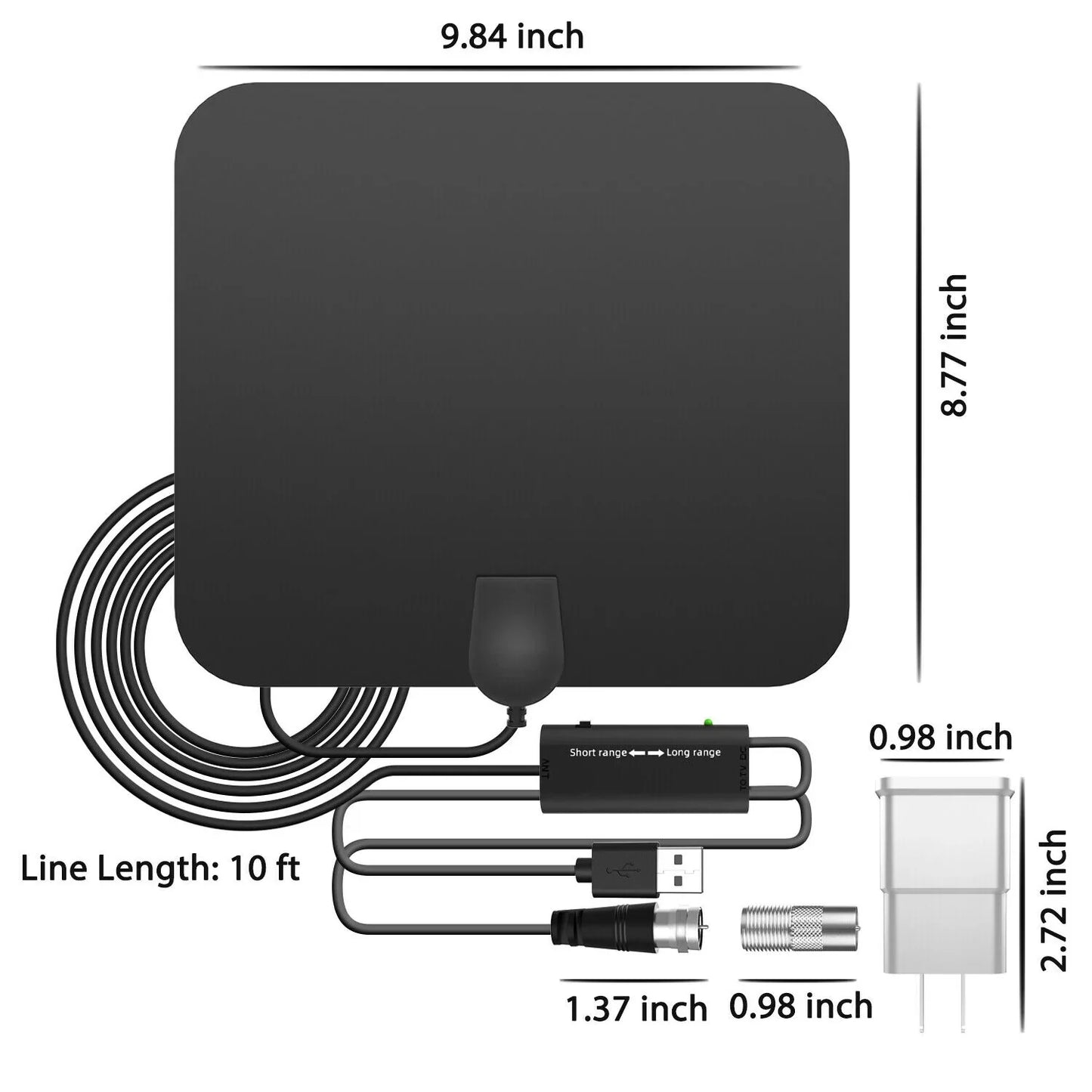 300 Miles Indoor Digital Amplified HDTV Antenna W/ Signa...