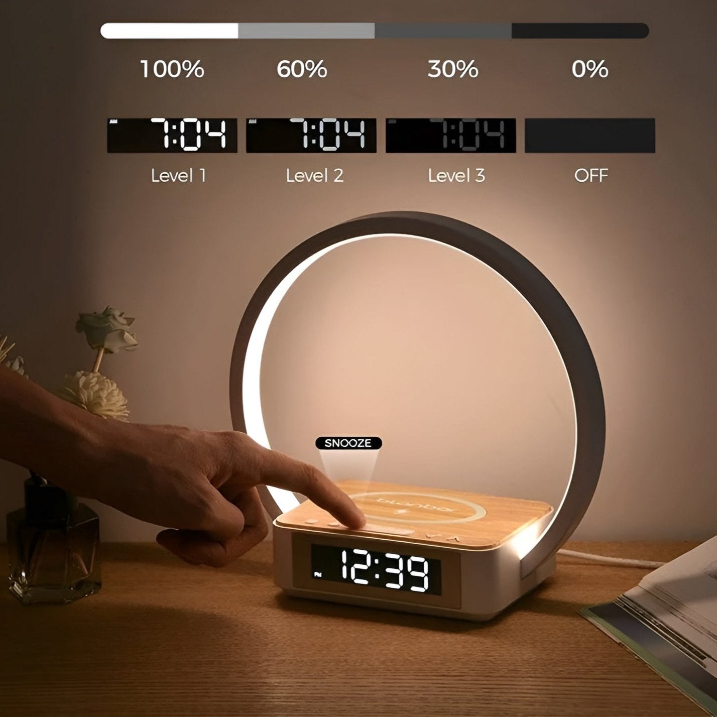 3-in-1 Table Lamp – Wireless Charging, Alarm Clock & Tou...