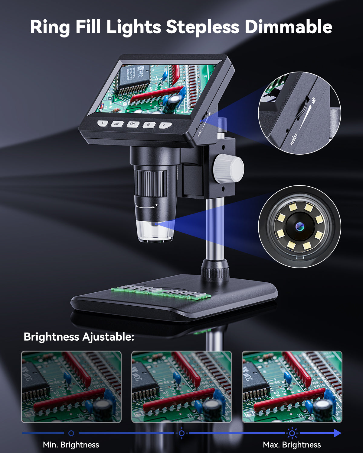 4.3 Inch Digital Soldering Microscope For Electronics Re...