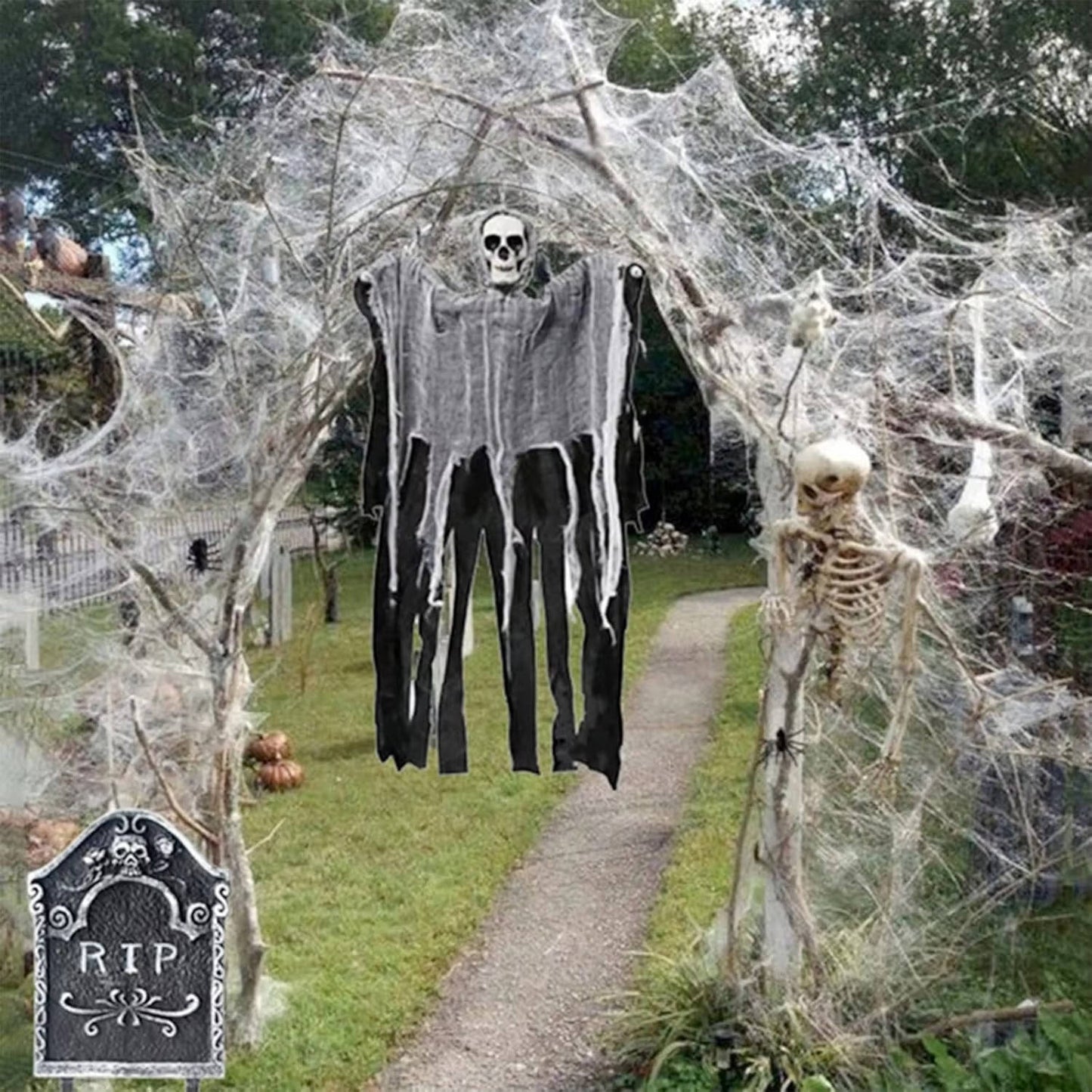 200 Sqft Spider Webs Halloween Door Decorations With Fak...