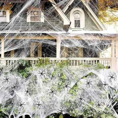 200 Sqft Spider Webs Halloween Door Decorations With Fak...