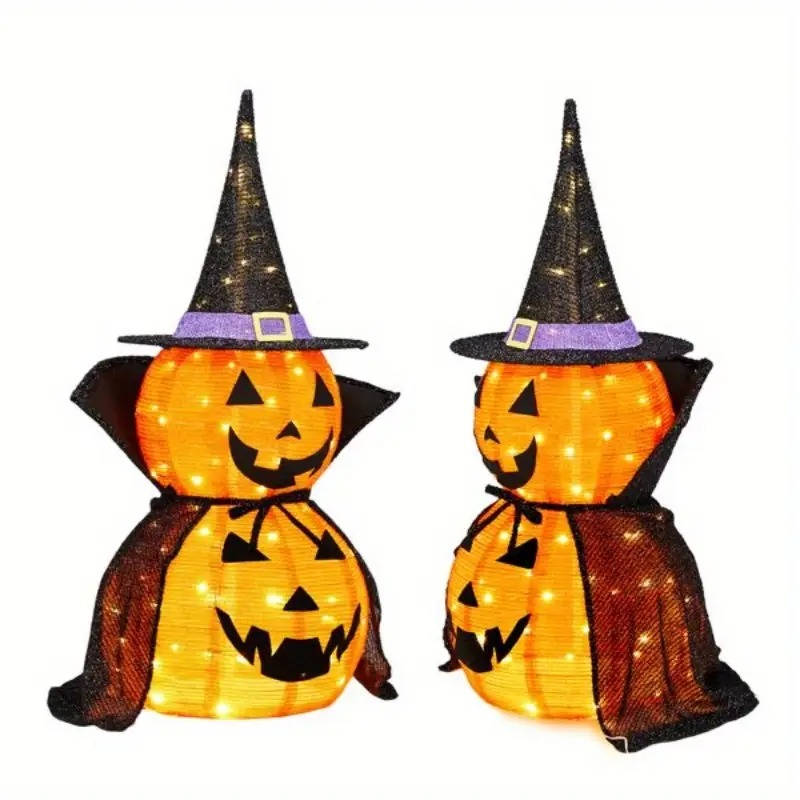 2 Pcs 3ft Halloween Collapsible Lighted In/Outdoor Pumpk...