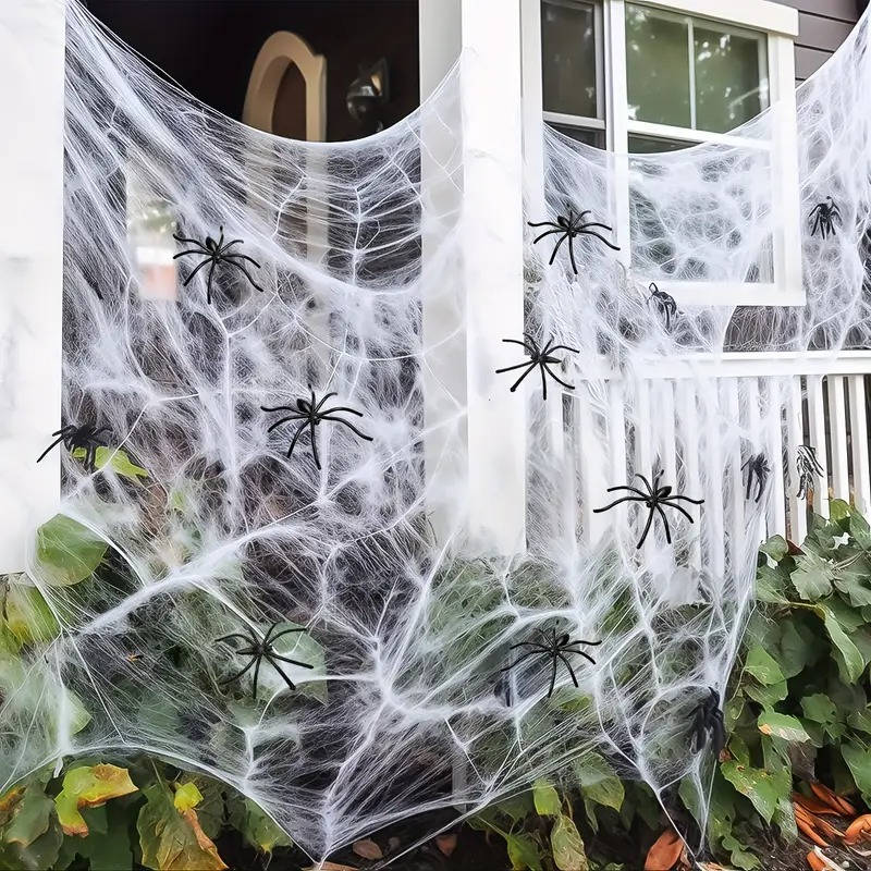 200 Sqft Spider Webs Halloween Door Decorations With Fak...