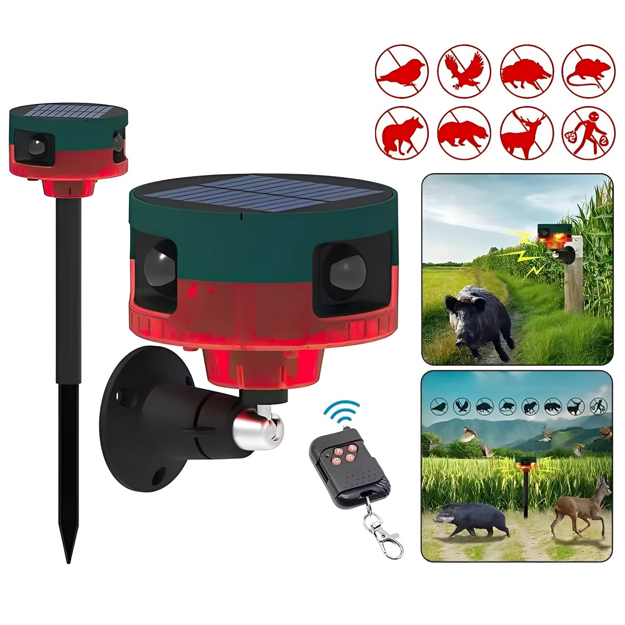 360 Degree Solar Repeller For Pigeon Bird Wild Boar Rabb...